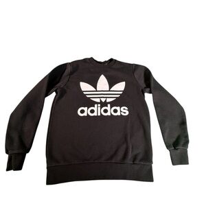 Adidas Originals Trefoil Logo Black Crewneck Sweatshirt Youth Size L 13-14Y